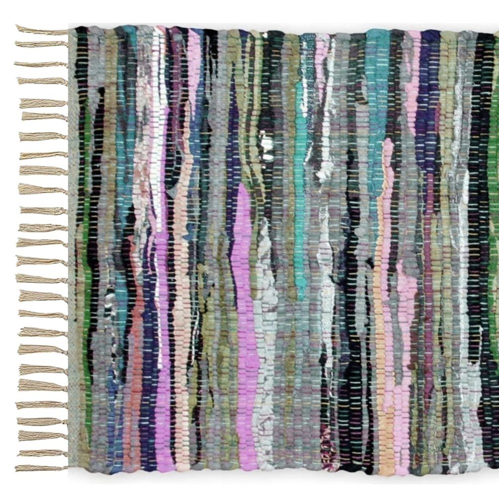 Cotton Rag Rug 24''x36''- Multicolor Chindi Rug Hand Woven Washable & Reversible